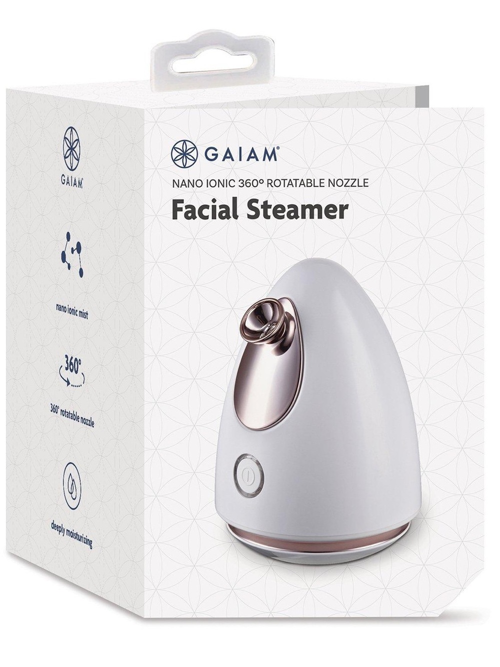 Gaiam White Facial Steamer with Nano Ionic 360 Rotatable Nozzle